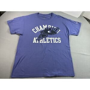 Champion Athletics T Shirt Mens Large Purple Graphic Logo Tee